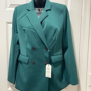 Express Supersoft Double Breasted Blazer; Teal Green, brand new with tags